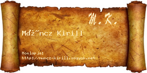 Müncz Kirill névjegykártya